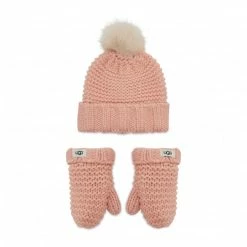 Sets Beanie And Gloves Set UGG - K Infant Knit Set 20124 Pcd Pink